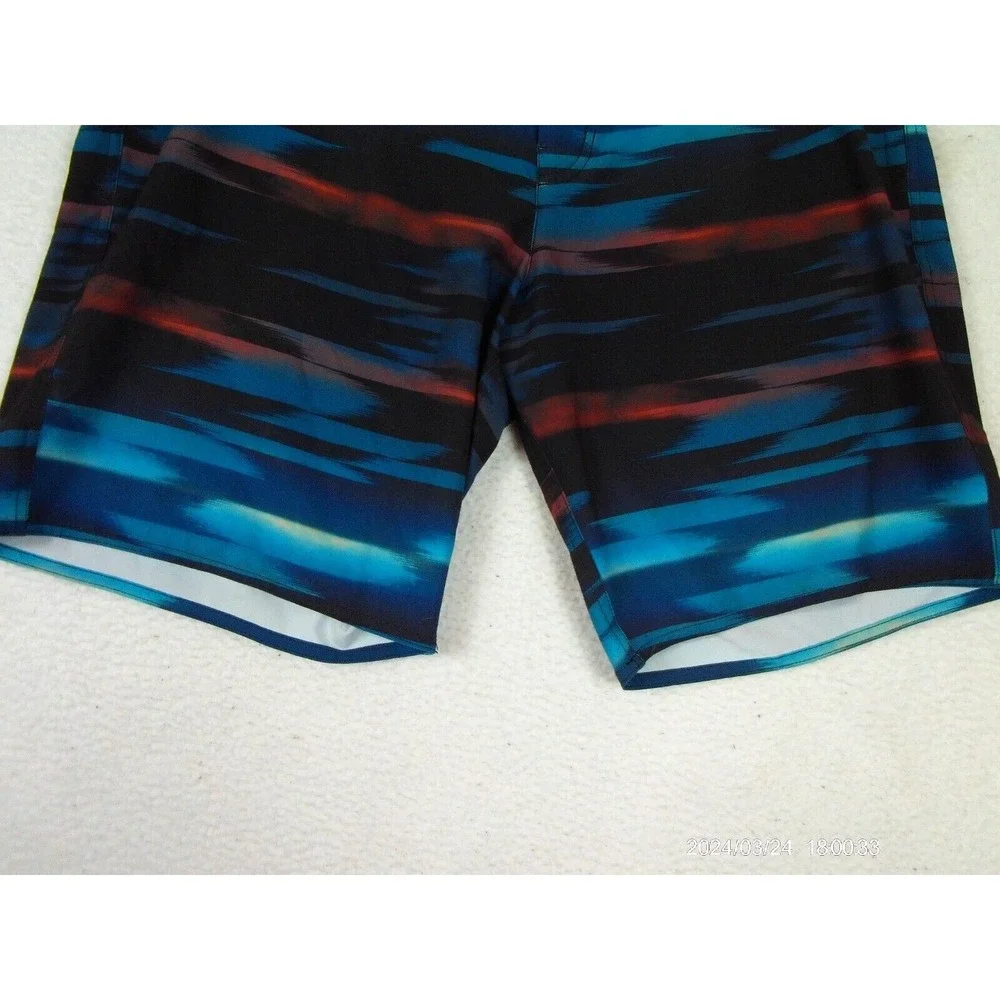 American Eagle Outfitters Mens Board Shorts‎ Blue Black Abstract Stripe Size 38
